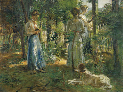Drei Mädchen im Garten