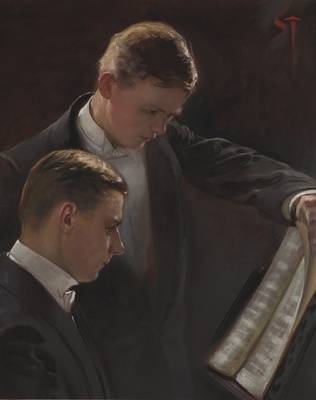 August und Eduard von der Heydt am Klavier